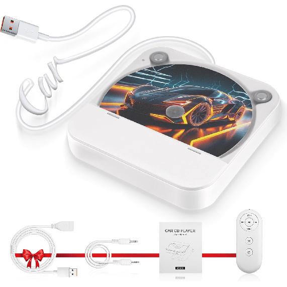 

Внешний Портативный CD-плеер для Автомобиля - Автомобильный CD-плеер с USB-портом, AUX-портом, Дополнительный USB-удлинитель, Универсальный USB CD-плеер для Транспортного средства, Ноутбука,