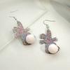 Acrylic Rabbit Plush Ball Drop Earrings Colorful Sequins Charm Earrings Jewelry