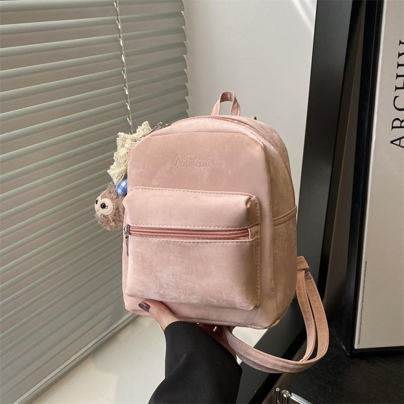 Pu Mini Backpack For College Students With Solid Color Design And Shelliemay Pendant For Daily Use