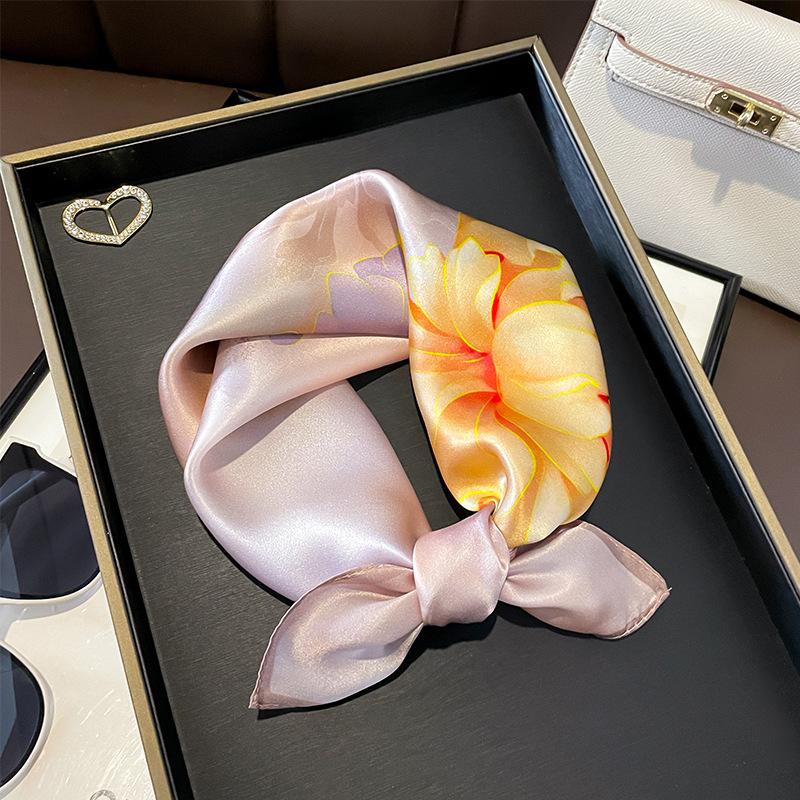 New 100% Natural Real Silk Scarf Fashion Women Summer Beach Small 53*53cm Neck Scarves Shawl Bandana Hijab Pashmina Poncho 2026