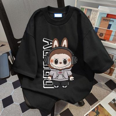 LABUBU Damen- und Mädchen-Beliebtes T-Shirt Niedliches und Bequemes Cartoon-Sommer-Freizeit-Top