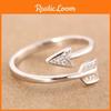 Korean Style Heart Shaped Arrow Ring Adjustable Open Toe S925 Silver Jewelry