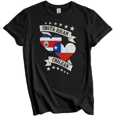 Costa Ricanische Chilenische Herzflaggen Costa Rica Chile T-Shirt