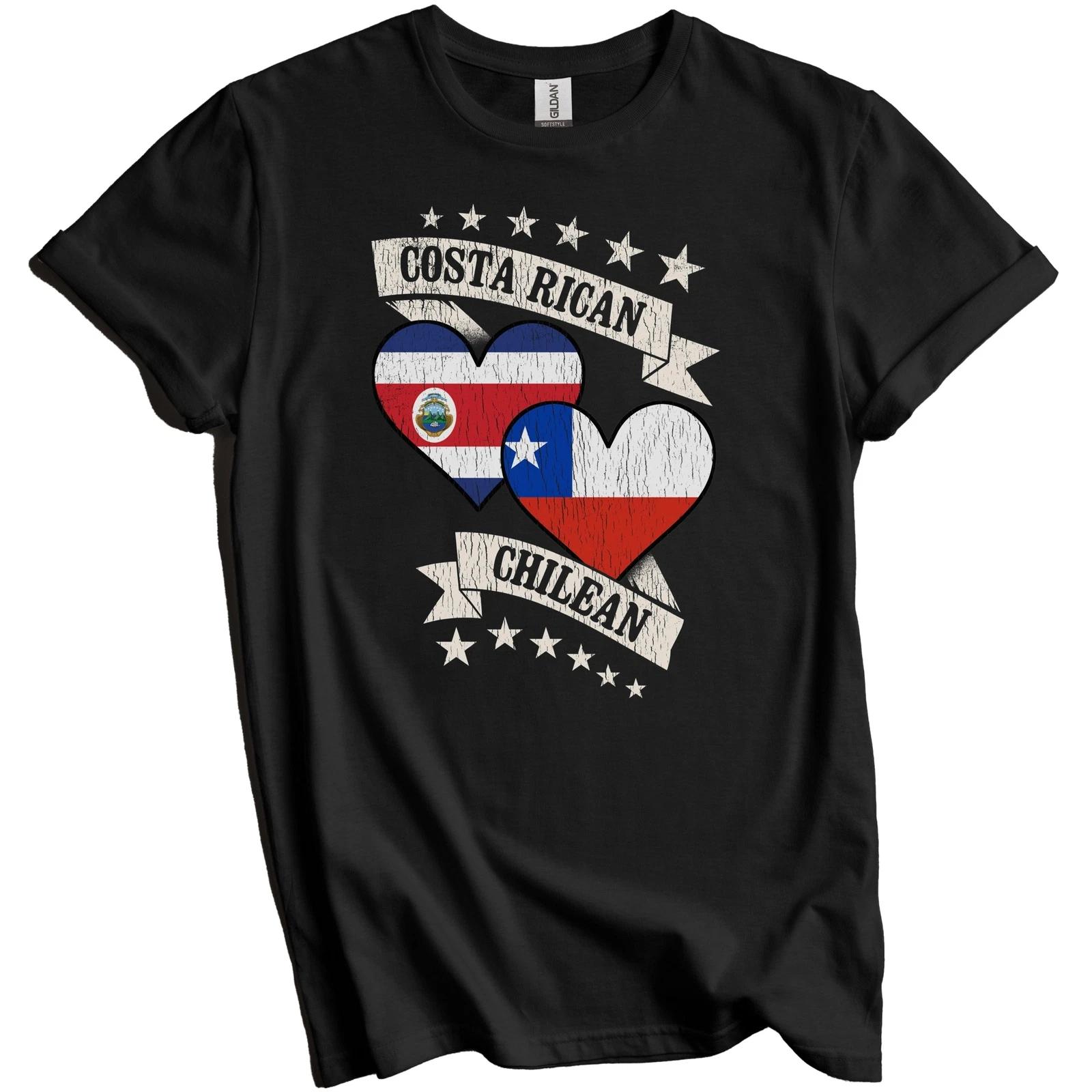 Costa Rican Chilean Heart Flags Costa Rica Chile T-Shirt 4XL