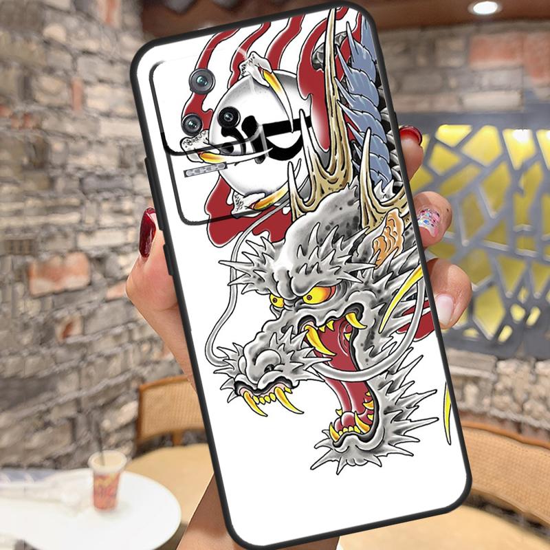Yakuza Dragon Tattoo Case For Xiaomi 14 Ultra 15 13 11T 12T 13T 14T Pro POCO X3 X5 X6 X7 Pro M6 F5 F6 Pro Cover