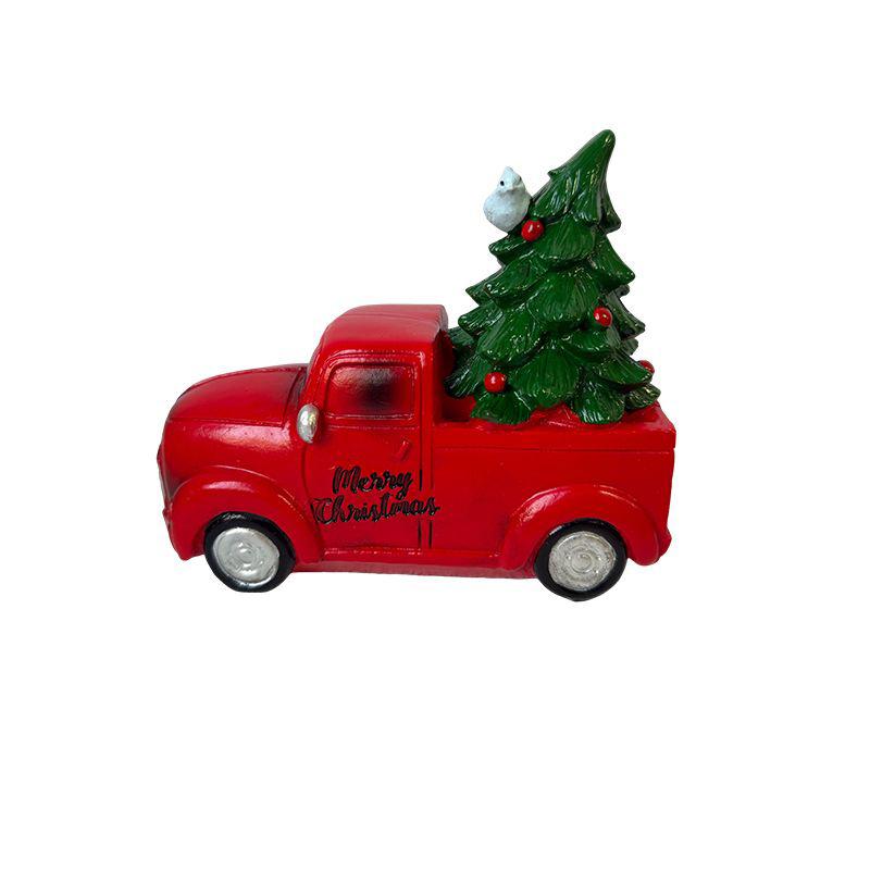 

Resin Decorative Ornament, Vintage-Style Pickup Truck Carrying A Christmas Tree, Fun Holiday Home And Office Decoration, Desktop
