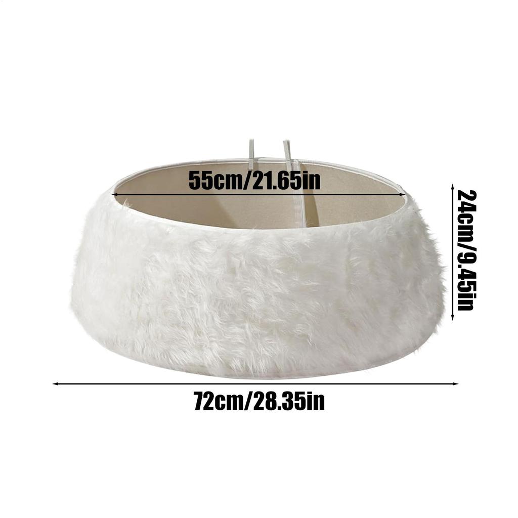 Christmas Tree Base Collar Artificial White Luxurious Plush Christmas Tree Collar Bow Blanket Adjustable Tree Skirt Decor