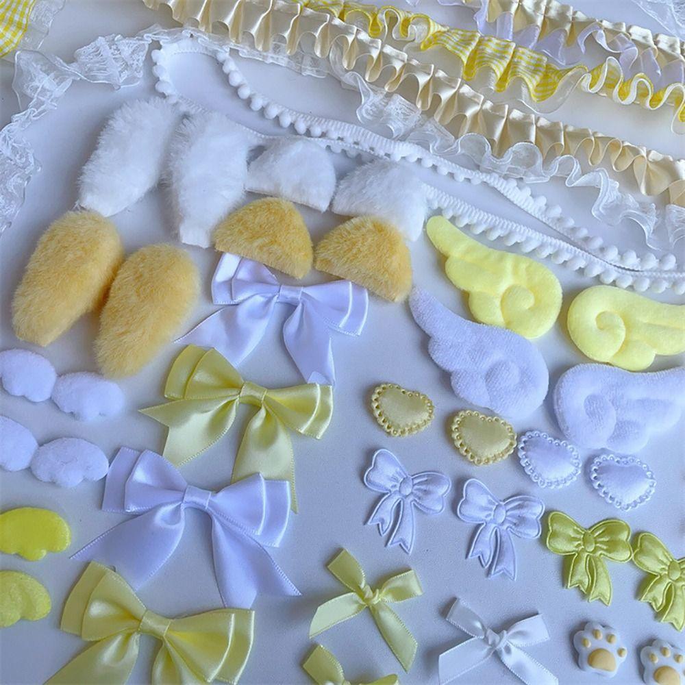40Pcs/Set Pink Handmade Material Pack Pain Bag Bow Lace Accessories Set Colorful Material Pack Set