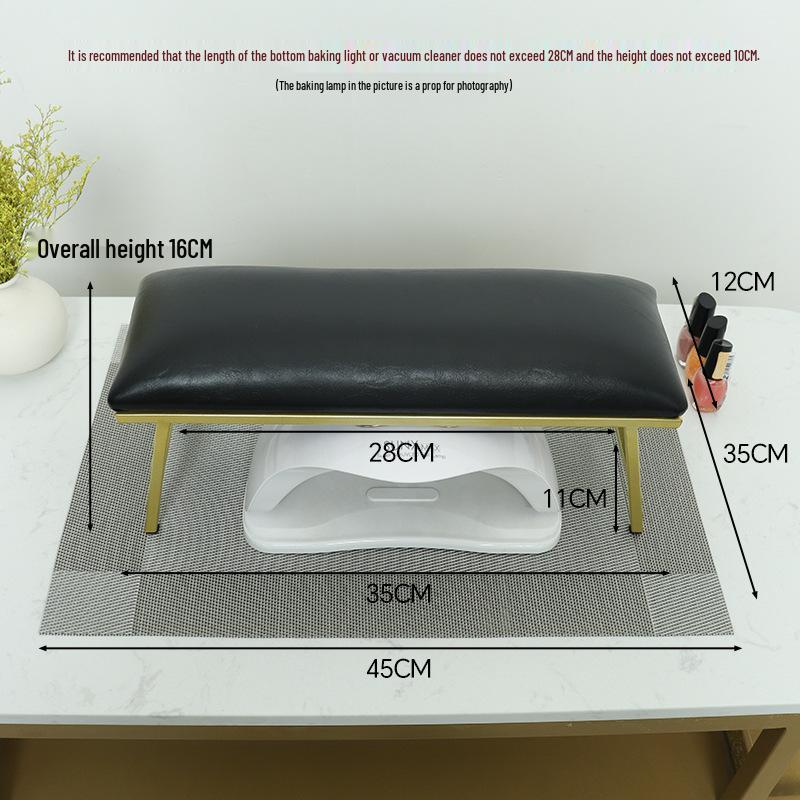 Elevated Manicure Hand Rest Set with Iron Art, Leather, and Non-Slip Pad - Fits Manicure Lamp