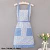 New Adjustable Print Apron Cotton Waterproof Cooking Accessory Extended Anti-wear Korean Dress