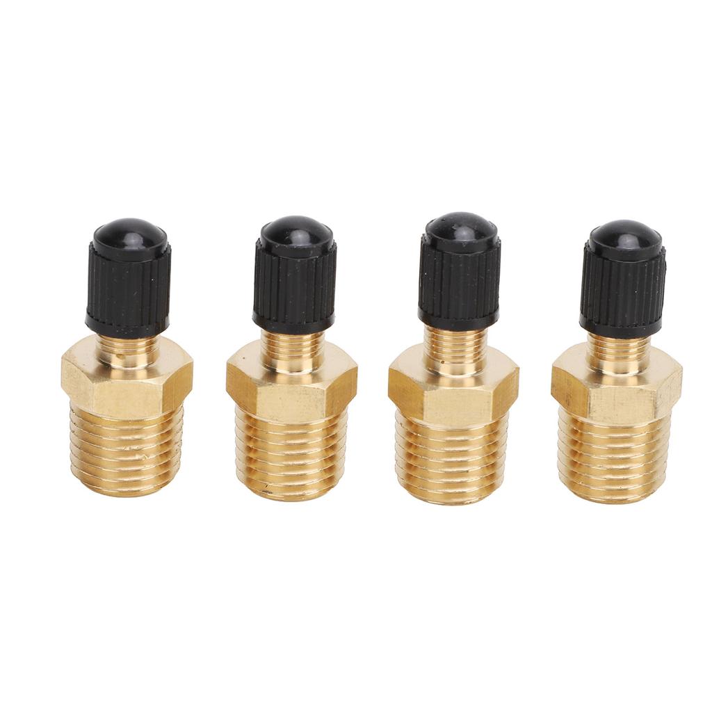 4Pcs Tank Valve 1 4in NPT Male Thread 200PSI Standard Valve Core Brass Valve with Sealing Caps for Car Repair