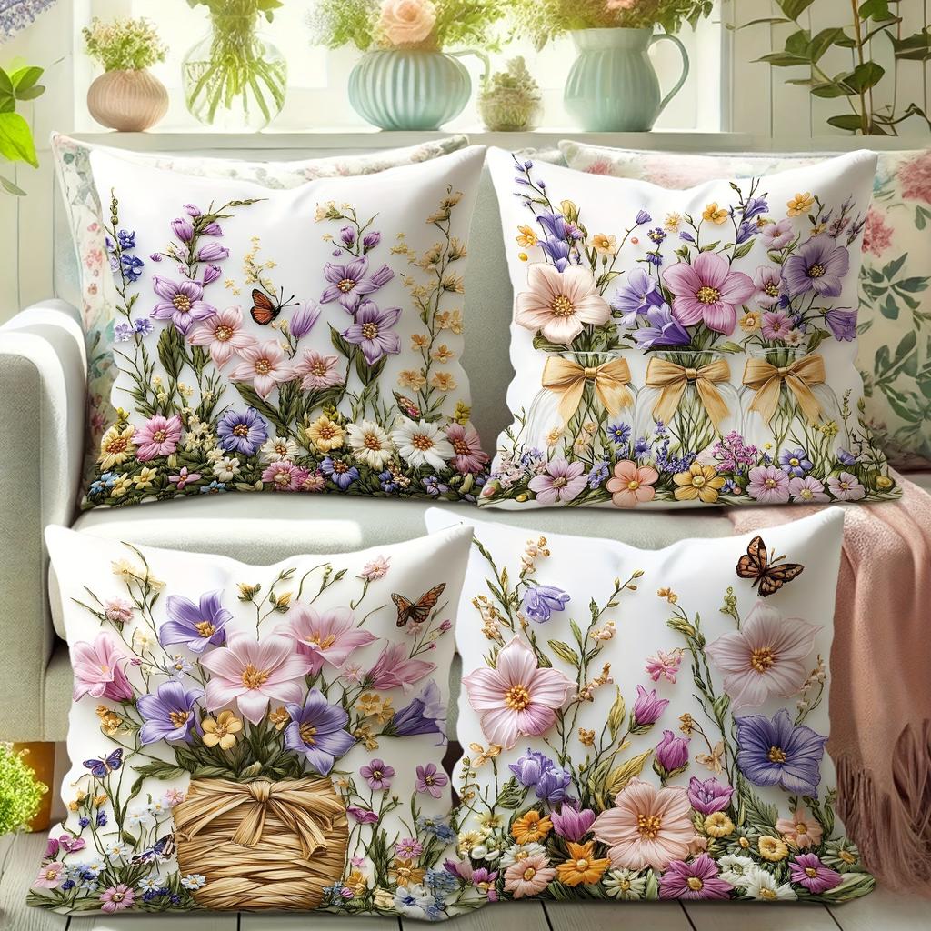 Vintage Druckmuster Heimdekoration Kissenbezug Schlafzimmer Wohnzimmer Sofadekoration Polyester Kissenbezug mit Reißverschluss