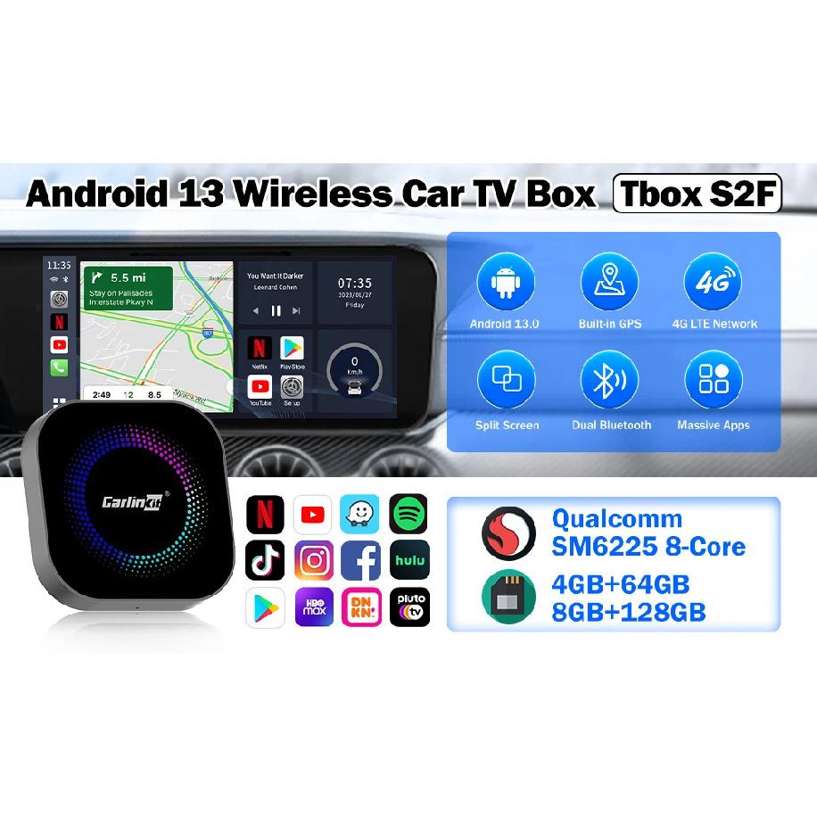 CarlinKit 8G+128GB Android 15 Ultra2 CarPlay Ai Box Wireless Android Auto CarPlay Online Video SM6350 8-Core GPS 4G LTE For Cars