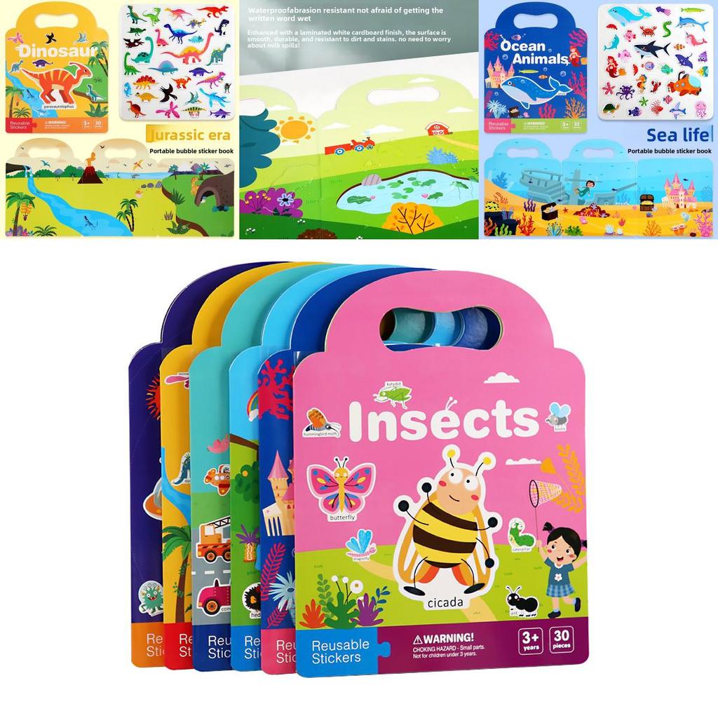 Children Sticker Book With Reusable Paper And Bubble Stickers For Early Learning And Brain Development