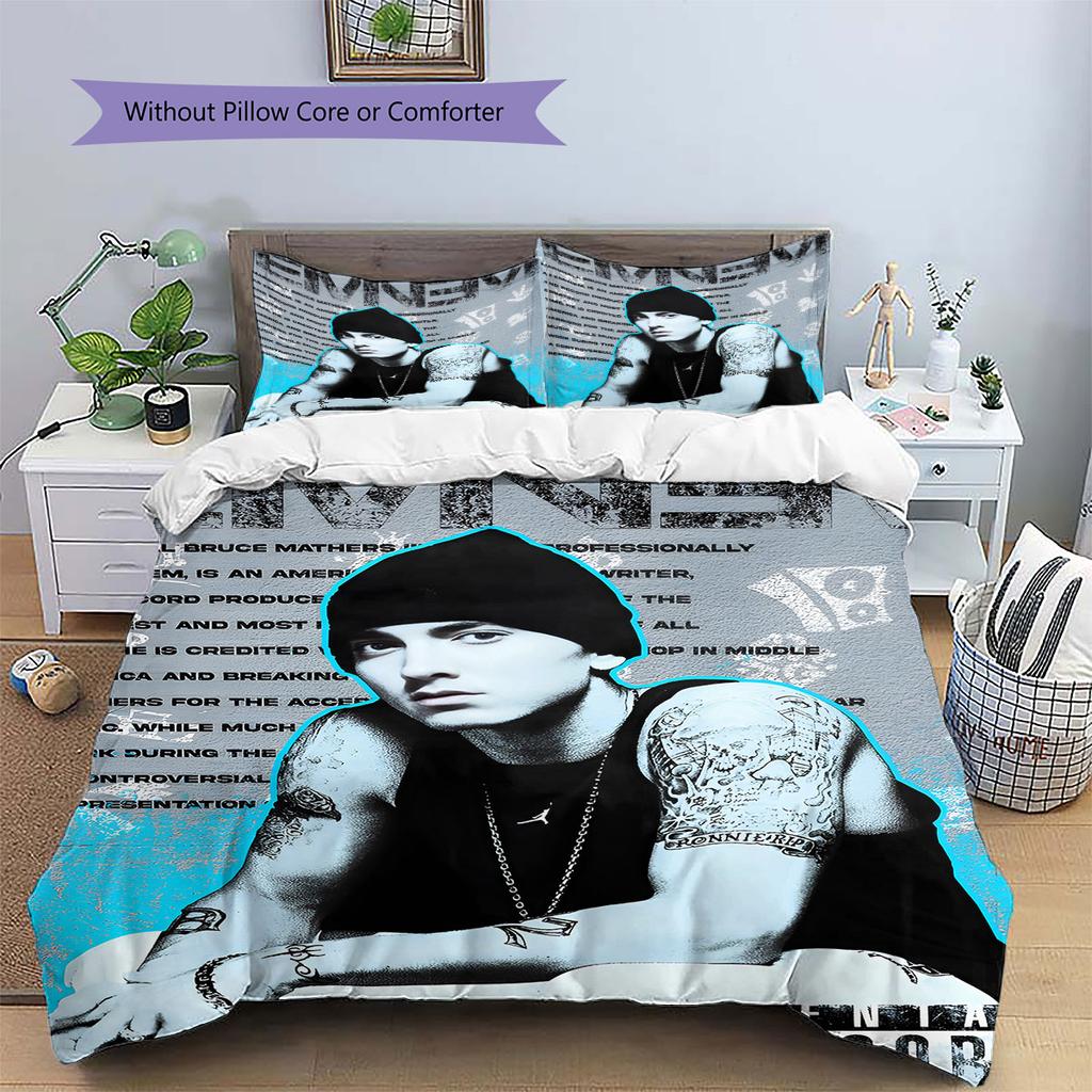 Eminem Pattern Bedding,Quilt Set Quilt Cover Pillowcase Home Birthday Gift(1 * Duvet Cover + 2 * Pillowcase, Without Core)