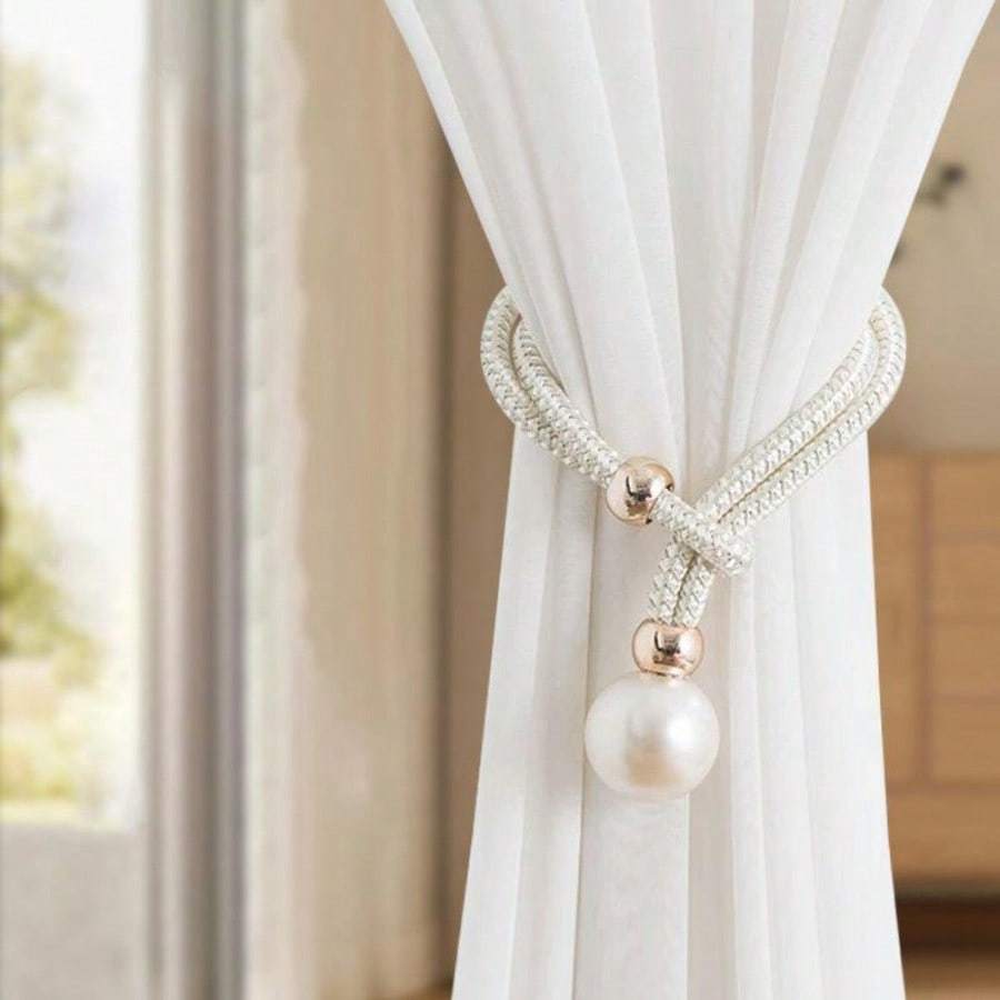 Pearl Curtain Tiebacks, Curtain Pearl Tiebacks, Decorative Fixings, Rope Curtain Tiebacks No Punch Adjustable Pull-outs