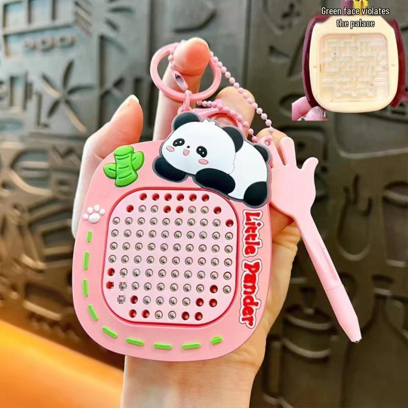 Magnetic Steel Ball Drawing Board Keychain - Cute Backpack Pendant or Car Key Accessory Gift.