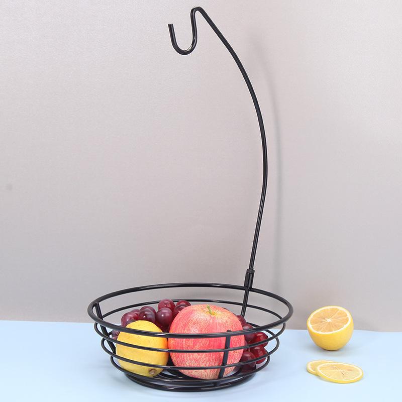 Obstkorb aus Eisen mit abnehmbarem Bananenhaken – kreatives Aufbewahrungsregal für Snacks