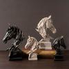 Modern Animal Sculpture Resin Miniatures Figurine Home Decoration Horse Head Statue  Entrance