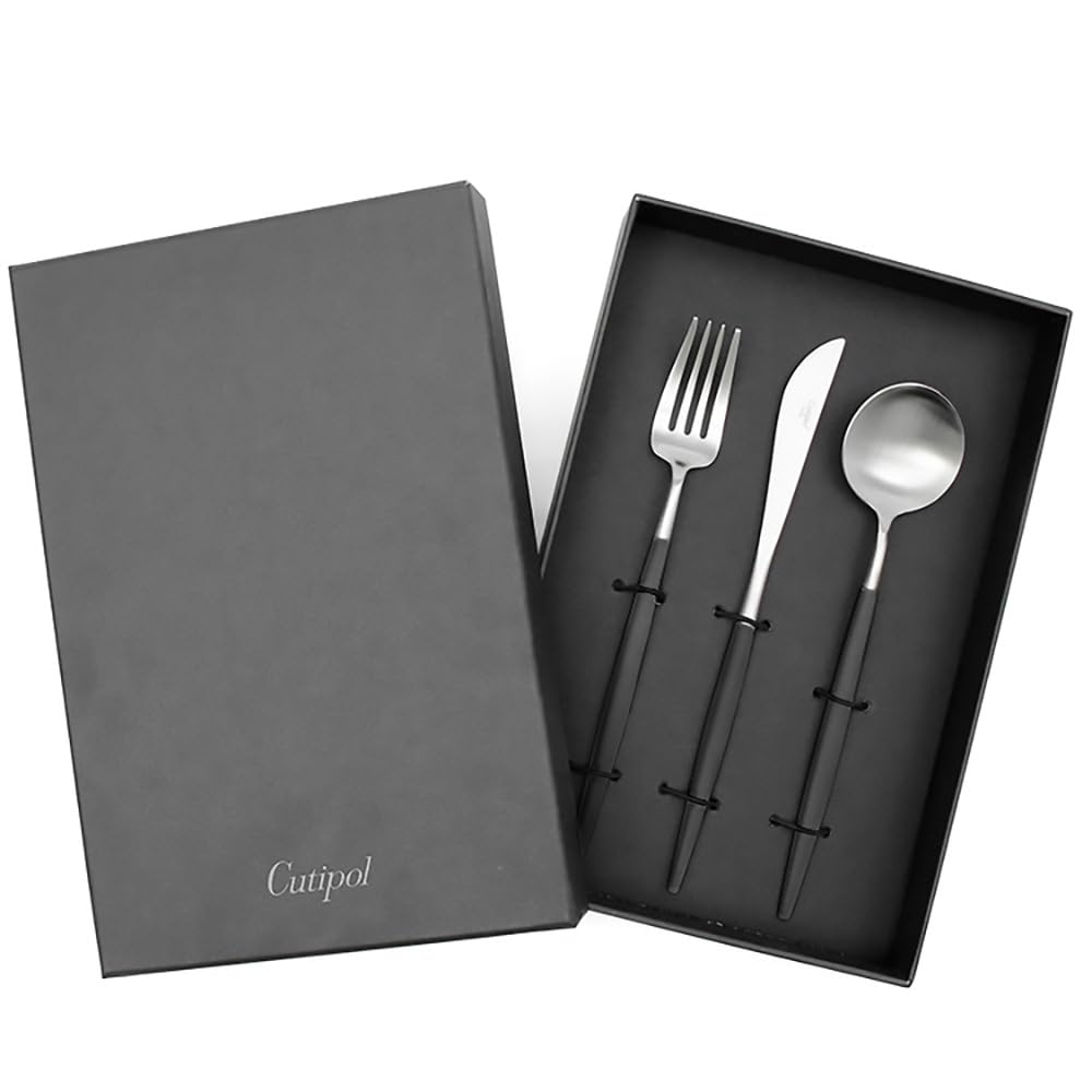 

Cutipol GOA Dinner 3 Black Matte Gift Present [Genuine] Set, Pieces, Silver, Box,