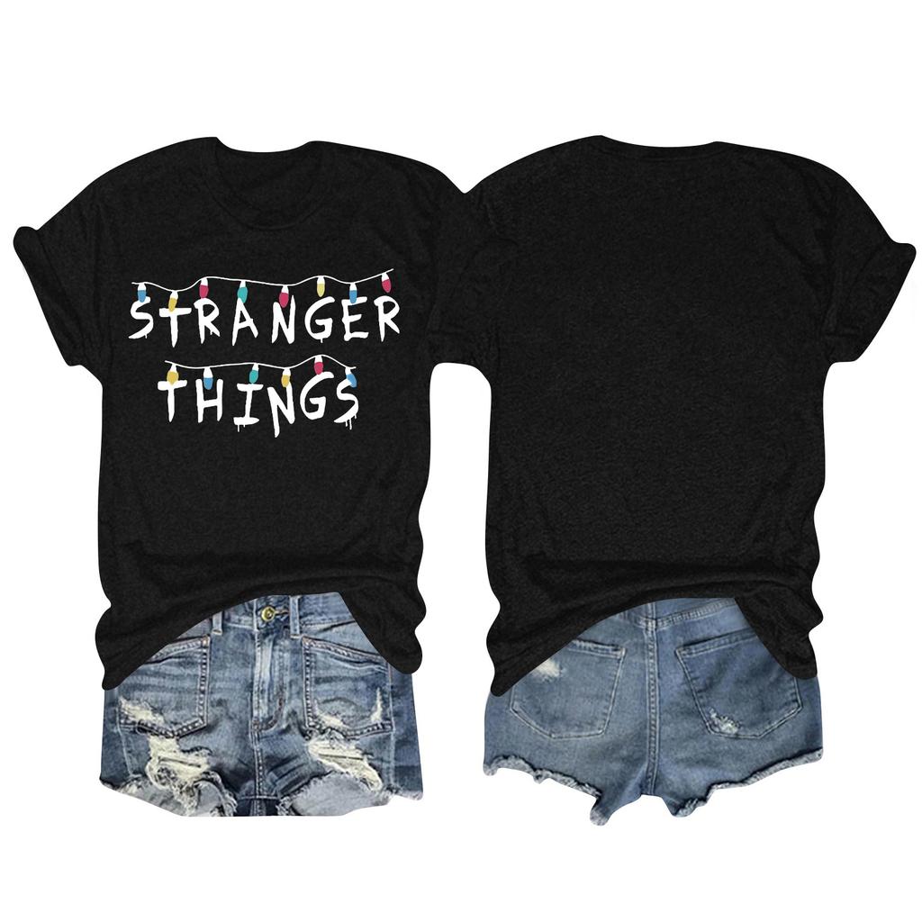 Women's And Men's Unisex Fashion Printed Round Neck Short Sleeve T-Shirt Pullover Top