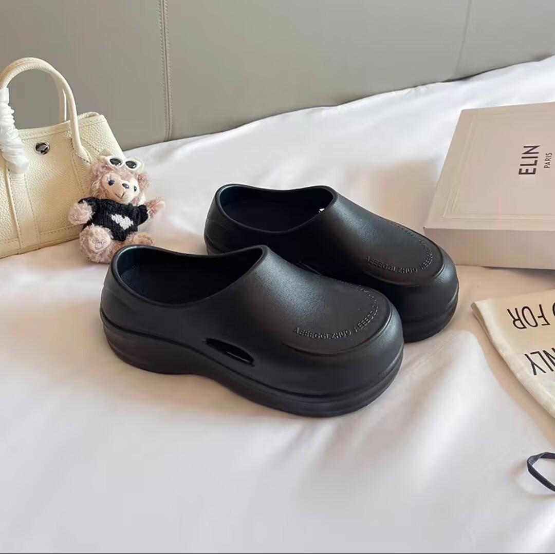 

Розовые поварские туфли лето новый увеличивающий высоту маффин платформа шлепанцы женская обувь сумка голова отверстие обувь 40