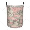 French Floral Motif Large Laundry Hamper - Custom Toile De Jouy Style Storage Basket for Kids Toys