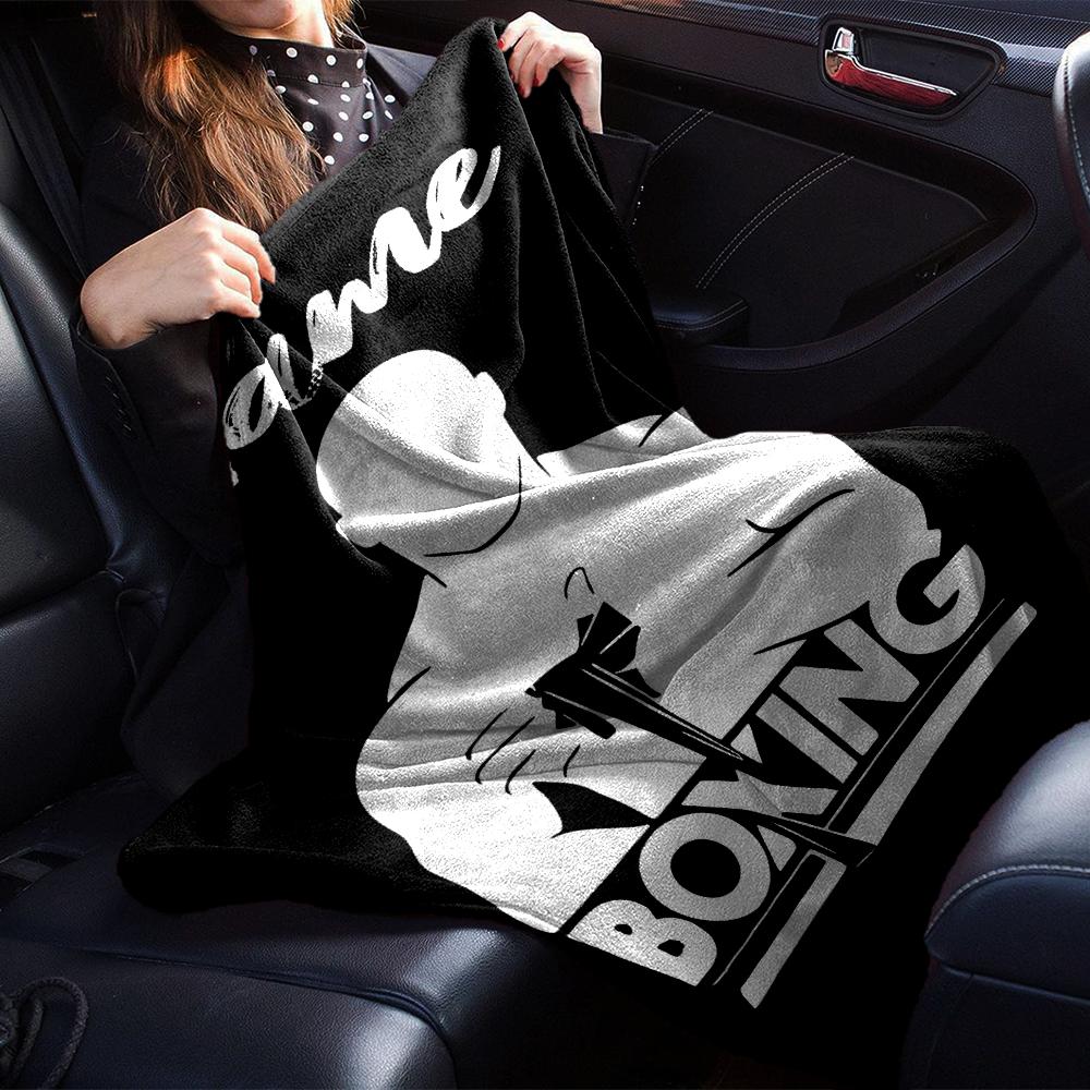 Custom Name Boxing Theme Printed Blanket - Perfect for Couch, Bed, Travel & Outdoor Use | Machine Washable, Cozy & Durable.