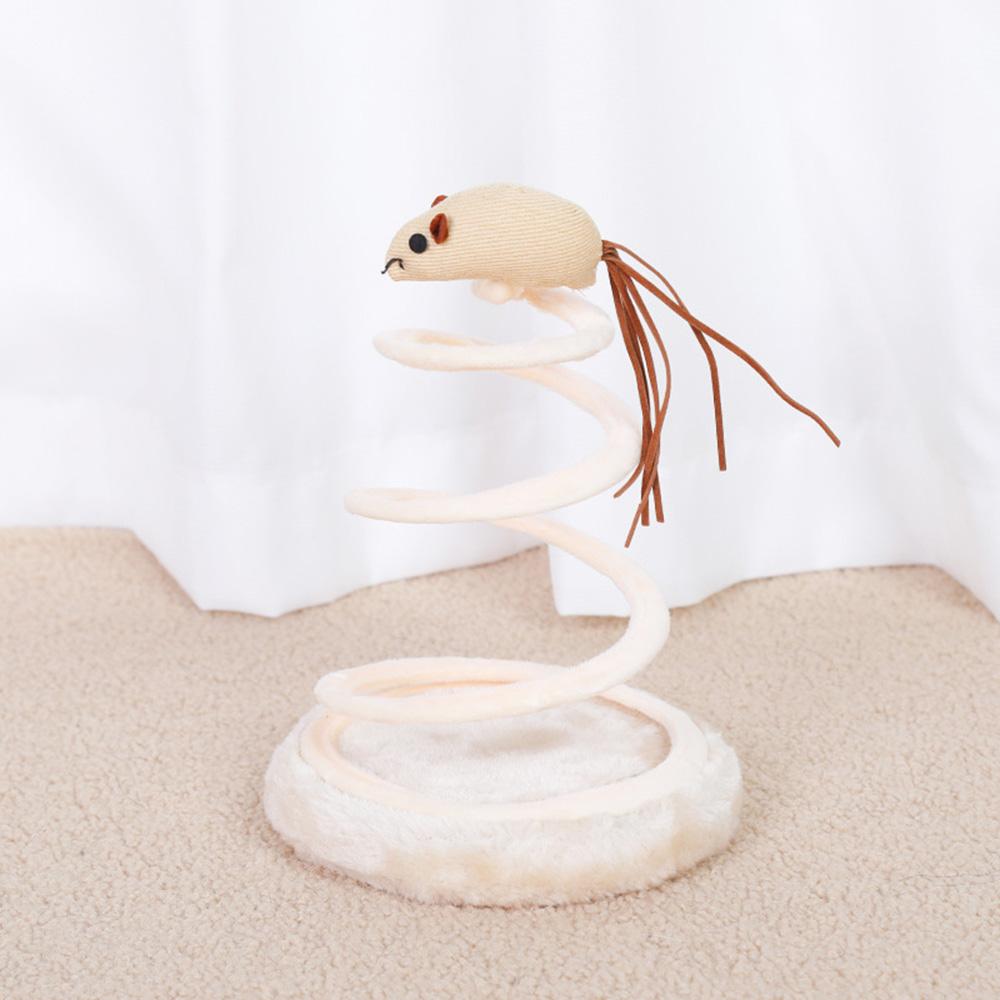 

Cat Toy & Scratcher Set - Spiral Steel Spring Linen Disc Scratching Pad + Linen Mouse, Durable Cat Scratching Toy for Nail Care