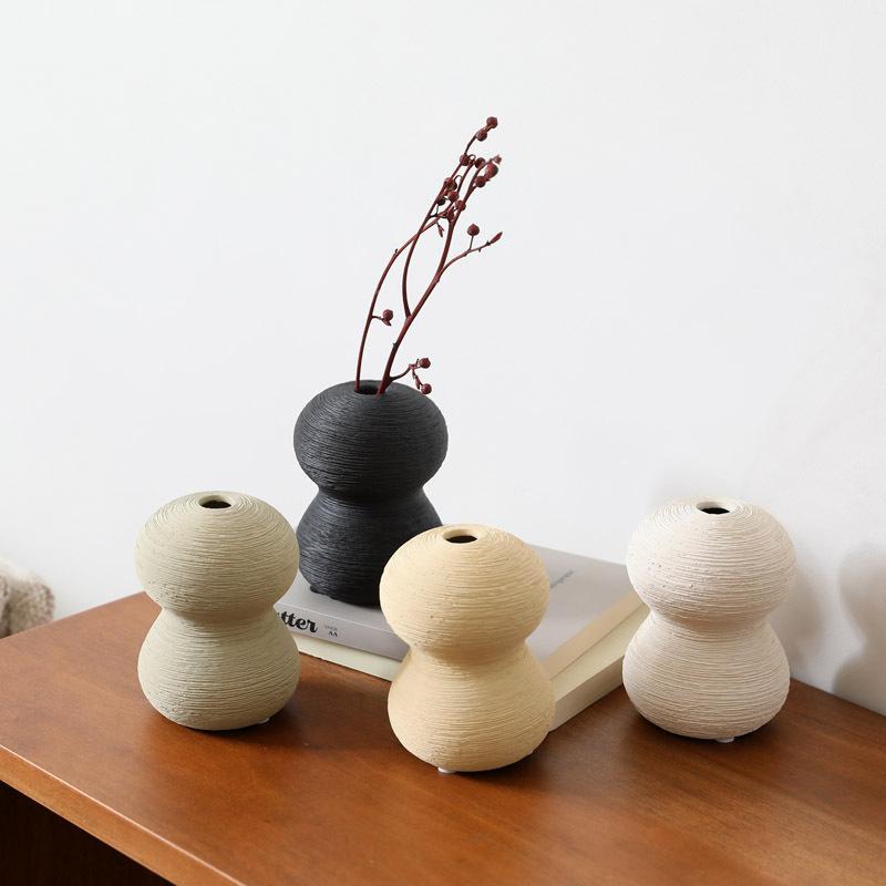 Creative Ceramic Small Vase Ornament, Living Room Flower Arrangement, Home Entrance Dining Table Retro Art Decoration