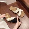 Fashion Cross Strap Slippers for Womens 2025 Summer Retro Casual Flat Slippers for Outdoor Wear New Beach Anti-skid Slipper Women's