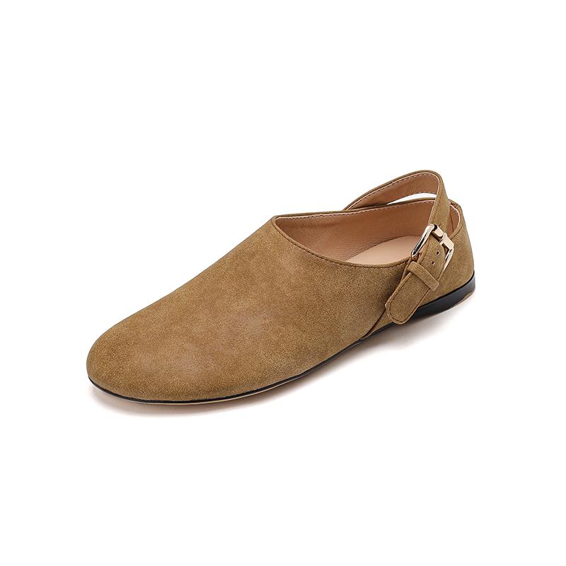 Krazing Pot Cow Suede Nubuck Summer Size 46 Size 45 Leisure Shoes Women Round Toe European Design Flats