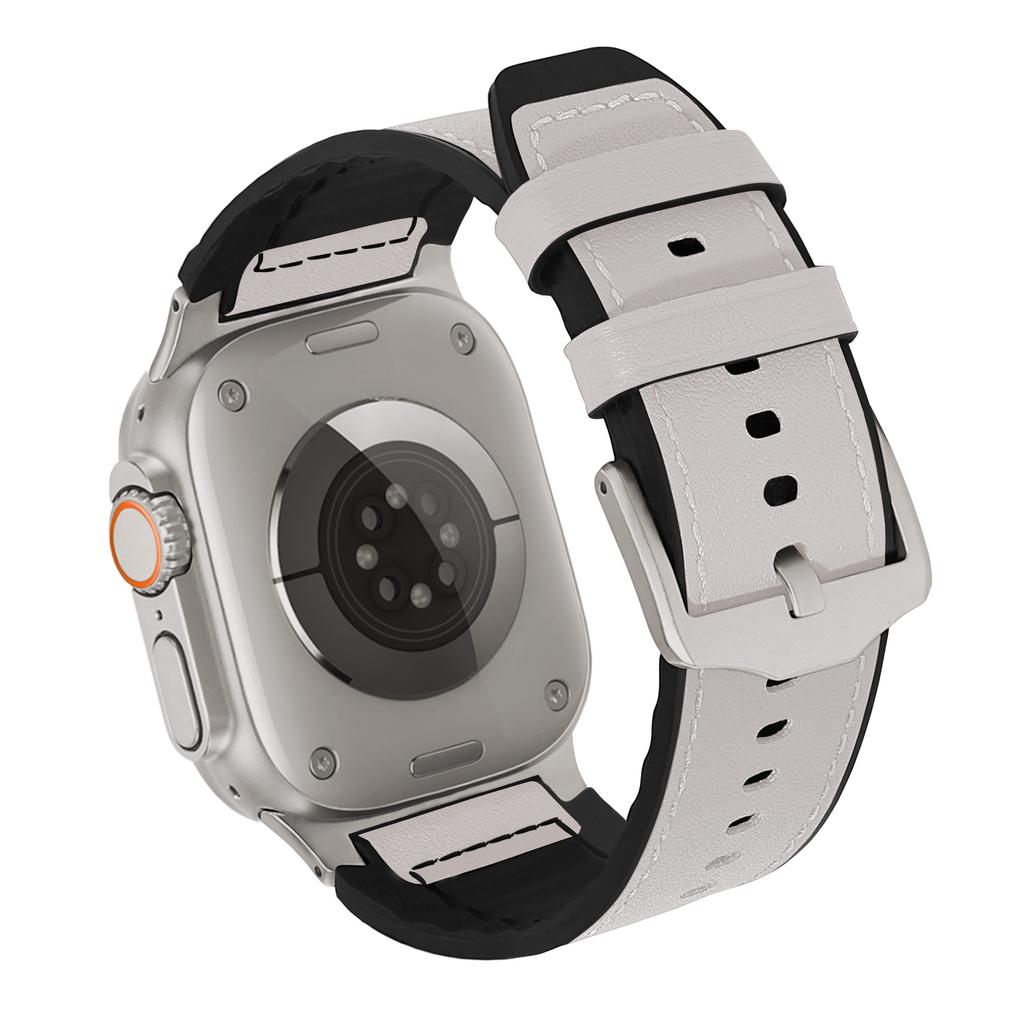 Wrist Strap for Apple Watch Series 10 Ultra 9 8 7 SE 6 5 4 3 2 1 46mm 49mm 45mm 44mm 42mm Silicone+Leather Covered Watch Band