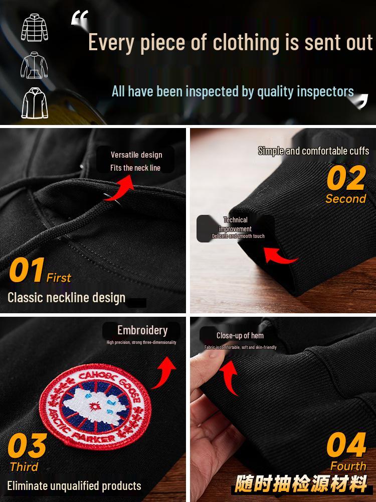 Men's 2025 Canada Goose Hoodie - Versatile Long Sleeve Solid Color for Spring, Autumn, Winter