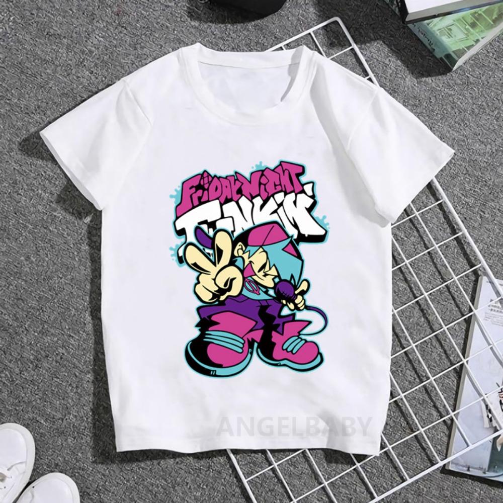 Hot Game Friday Night Funkin Cartoon Kids T shirt Girls Summer Fashion Tops Baby Boys Clothes Children Short Sleeve T-shirt