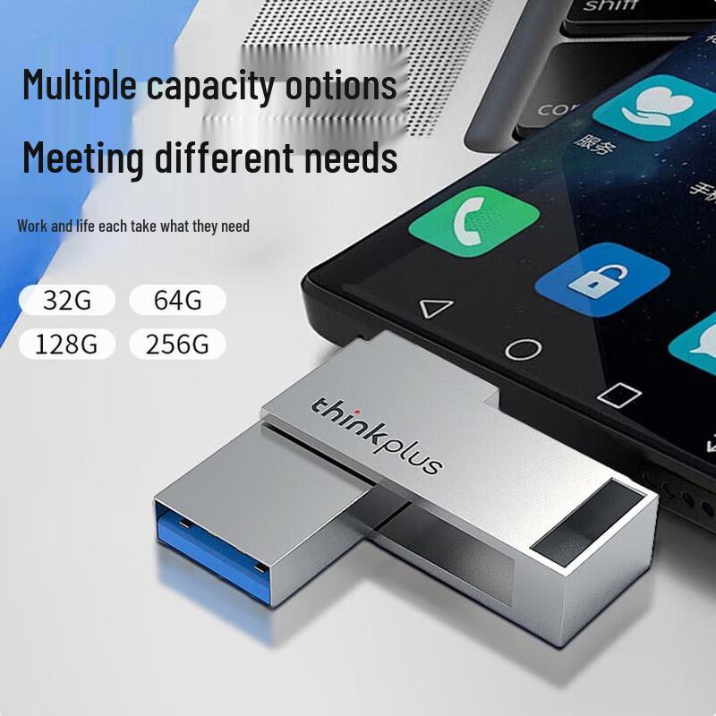 Lenovo ThinkPlus MU90 Dual-Interface USB 3.2 Type-C Metal Flash Drive
