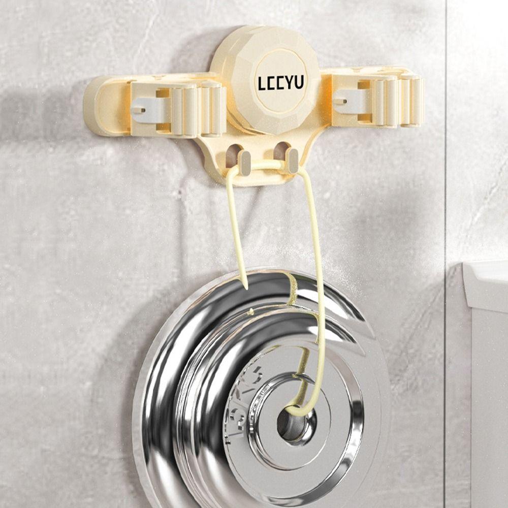 2 st ABS Sugkopp Mopphållare Väggmonterad Kvastkrok Praktiskt Moppklämma Ställ för Hemmet