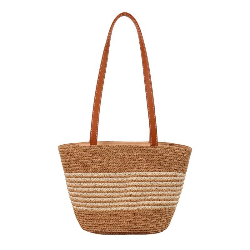 Summer idyllic woven bag women's new large-capacity shoulder bag leisure seaside vacation beach bag
