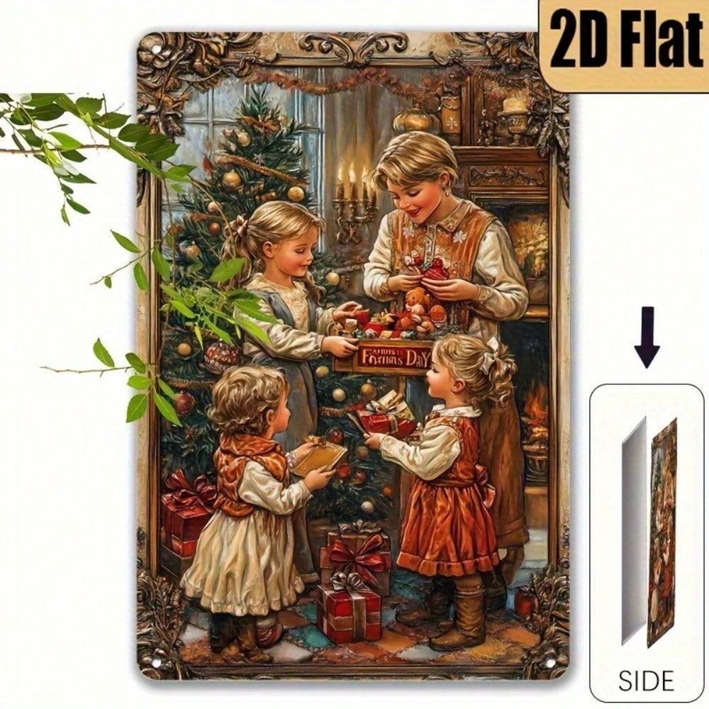 Retro Metal Tin Sign Cow Sunflowers Farmhouse Kitchen Wall Decor 20x30cm