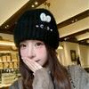 Winter Female Warm Cute Rabbit Knitted Hat Casual Versatile Thickened Warm Ear Protection Simple Wool Hat