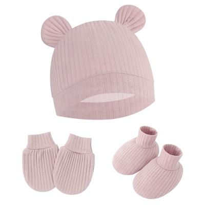 Luvas e Meias Sem Arranhões Chapéu de Berçário Luvas de Bebê Luvas de Algodão Chapéu Calçado Luvas Respiráveis para Meninos Meninas