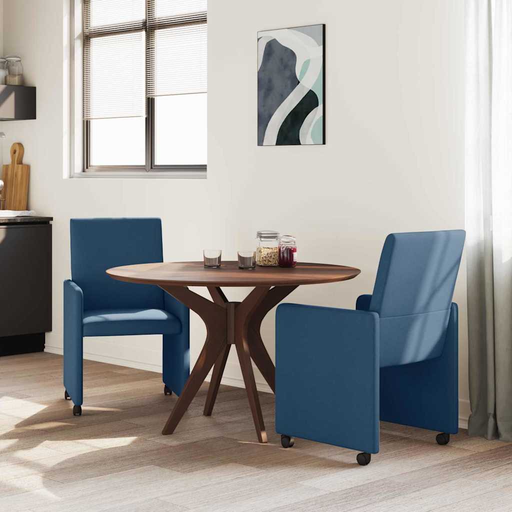 Dining Chairs with Casters 2 pcs Blue 57 x 66 x 94 cm Fabric