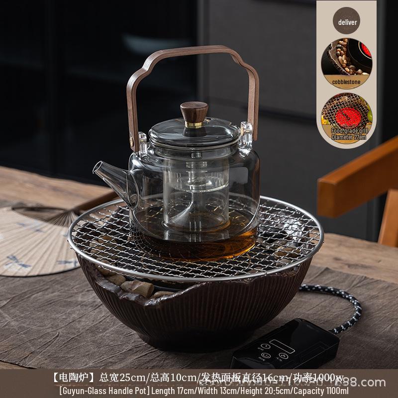 Electric Ceramic Tea Set with Induction Cooker: Glass Water Boiler and Steamer for Health Tea Brewing
