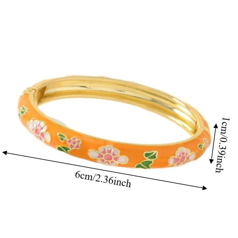 Elegant Enamel Bracelet Colorful Alloy Cloisonne Bangle Ethnic Floral Motifs Vintage Dropped Glaze Bracelet Party Jewelry