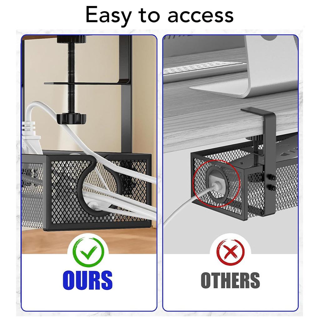 Under Desk Cable Management Tray No Drill Steel Desk Cord Wire Management Tray Cable Management Rack with Clamp For Office Home