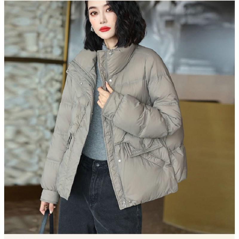 Womens Short White Duck Down Puffer Jacket Winter Warm Coat Casual Korean Style Lightweight