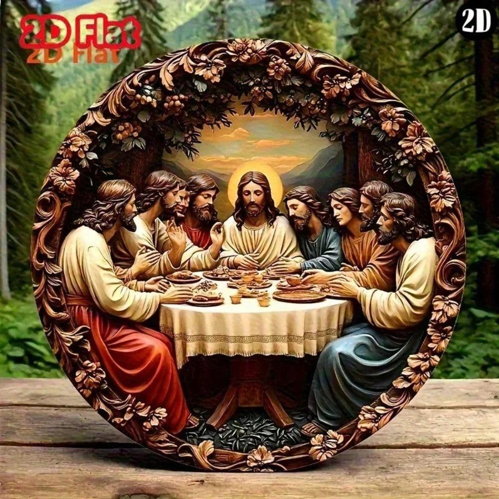 

2D Round Metal Wall Art Church Interior Classic Design 20x20 різнокольоровий