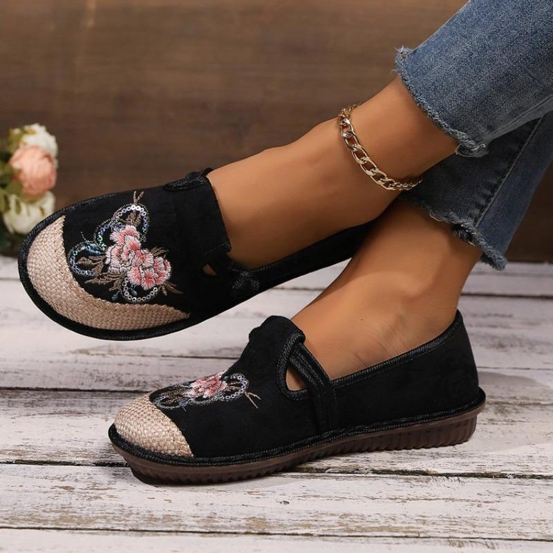 Fashion Colourful Embroider Flowers Soft Sole Shoes Women Patchwork Big Size Casual Shoes Comfort Light Spring New Ladies Walking Shoes