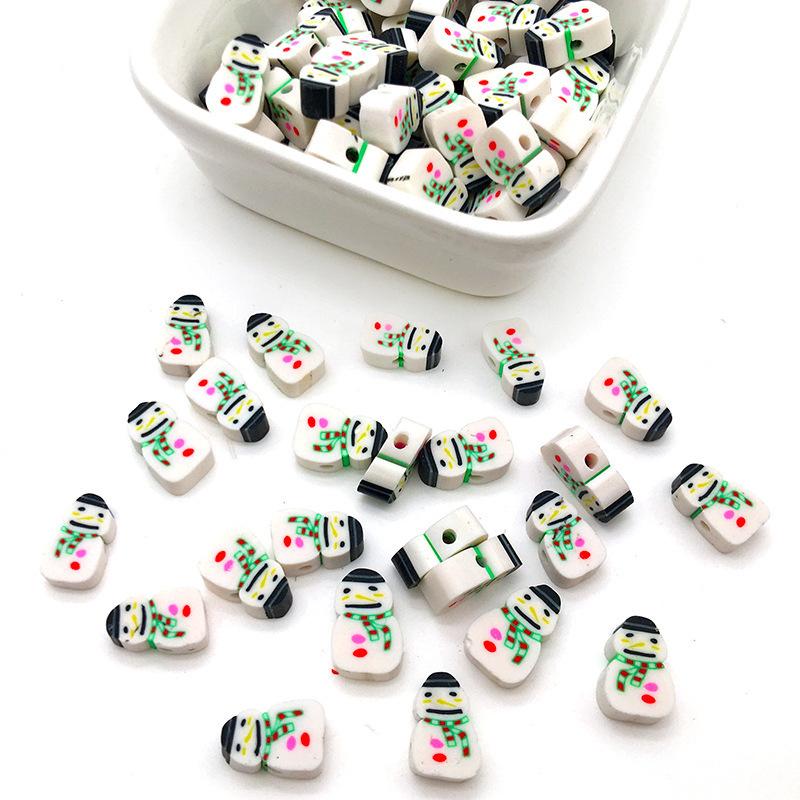 Diy Soft Pottery Bead Separation Mixed Color Fruit Cartoon English Letters Perforated Loose Beads, Sliced Bracelet Material