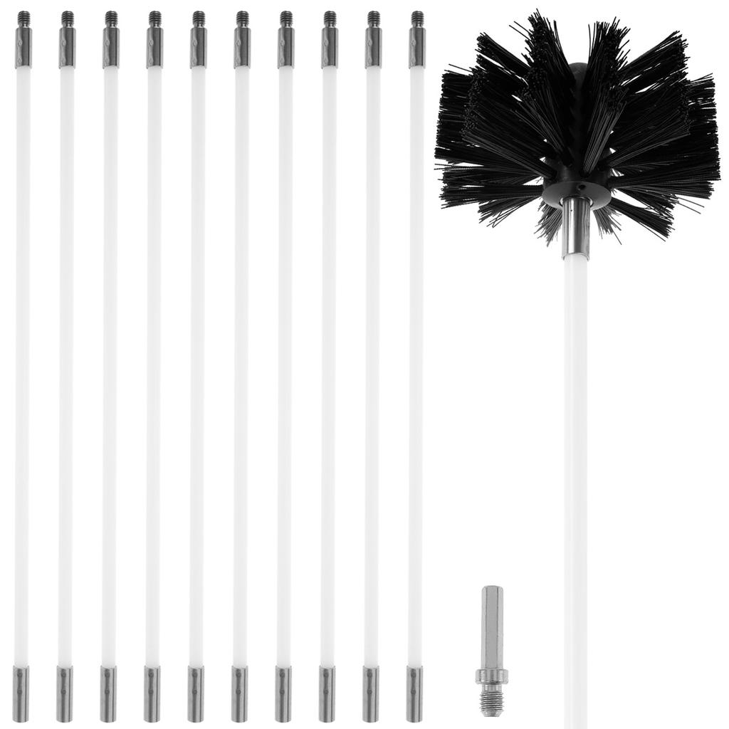 Rotary Chimney Brush Long Handle Flexible Rod For Chimney Dryer Pipe Fireplace Inner Wall And Roof Cleaning Tools Fume Hood